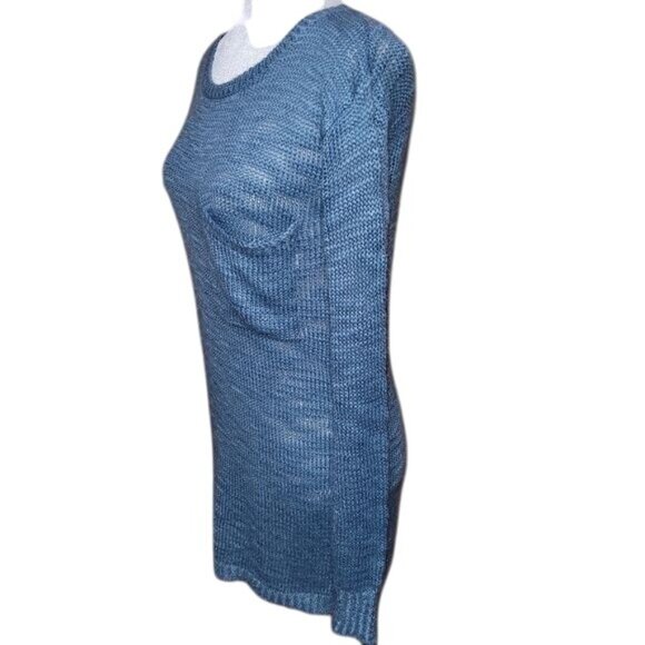 Sun & Shadow Women’s Small Dusty Blue Oversized Sweater Boho Coastal Chic - Picture 3 of 6